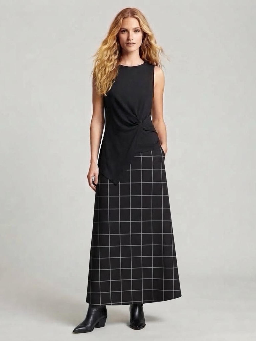Elie Tahari Black Twist Front Draped Sleeveless Top